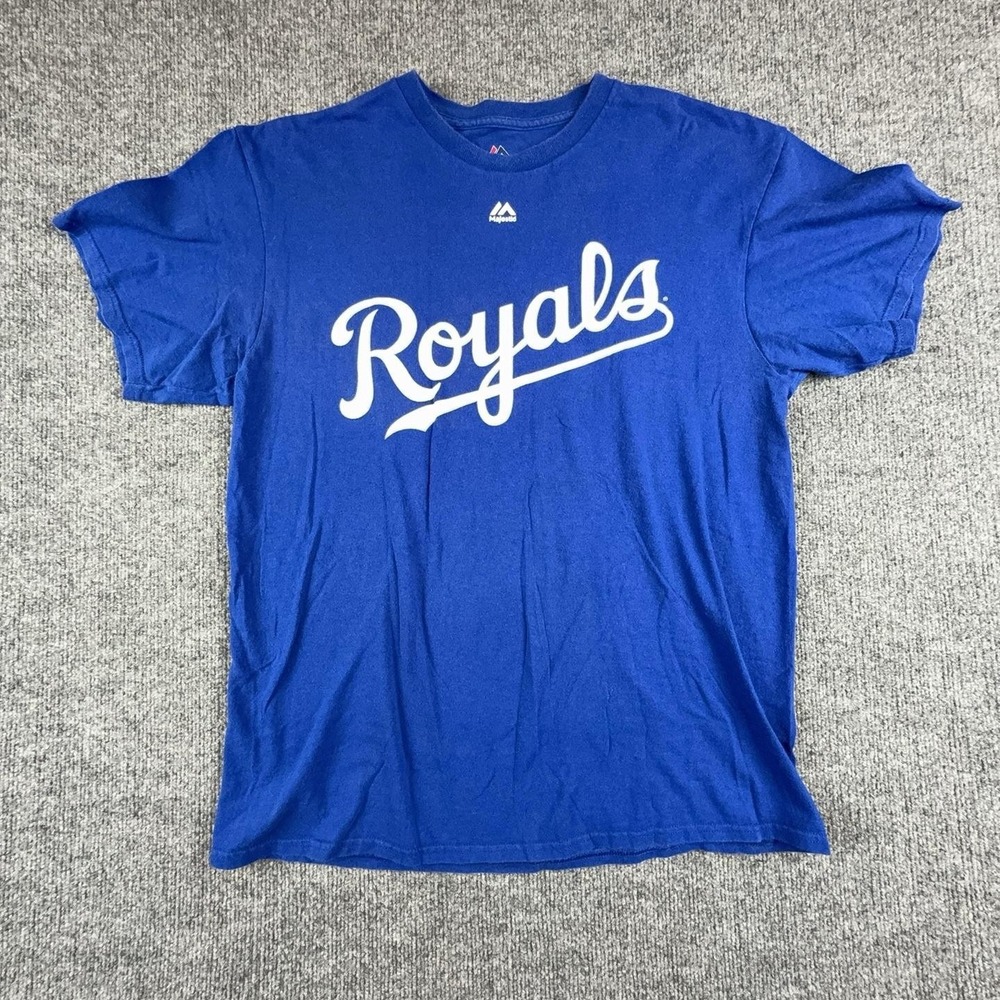 Kansas City Royals Shirt Mens Large Blue MLB Baseball Eric Hosmer Tee Majestic